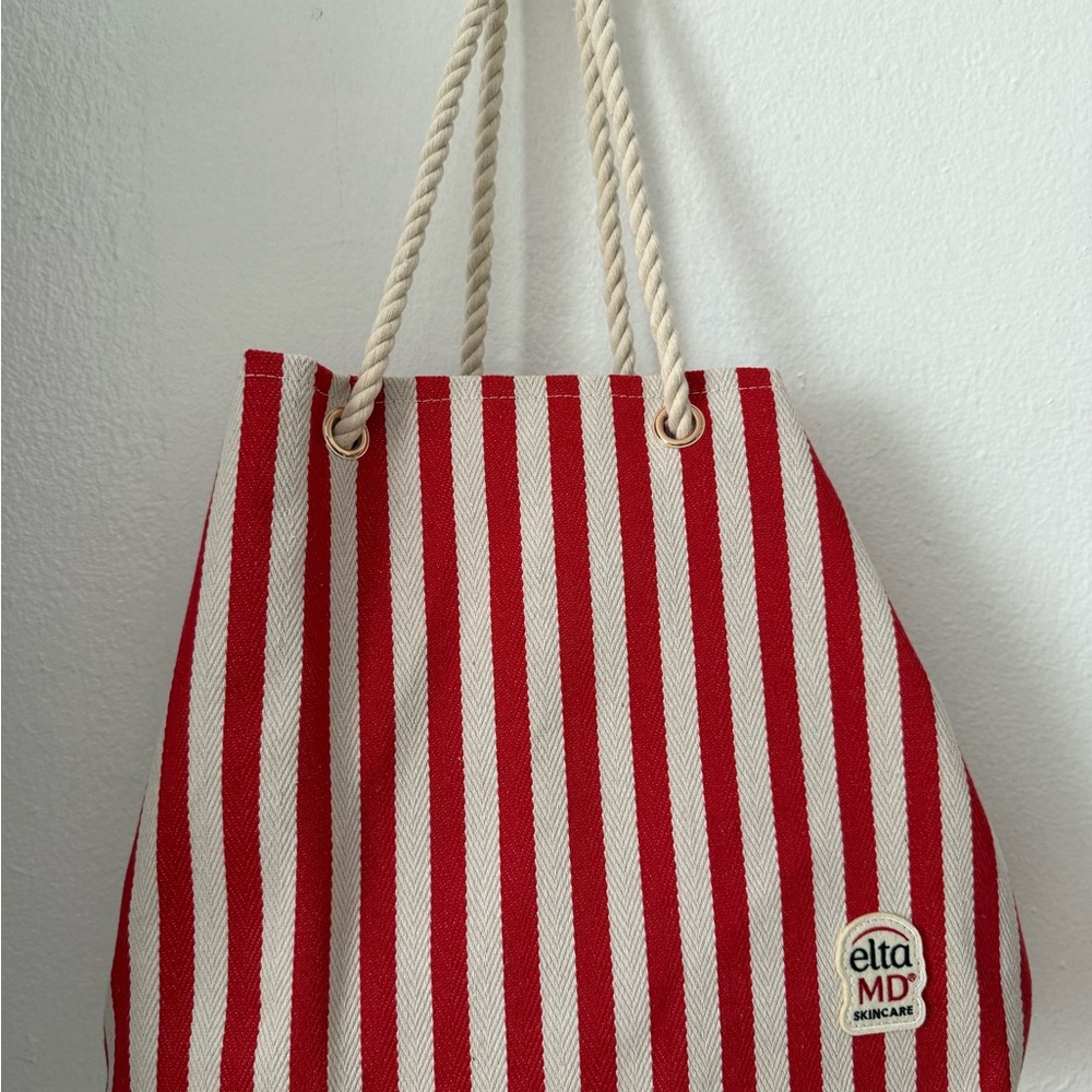 Pink and White Tote Bag